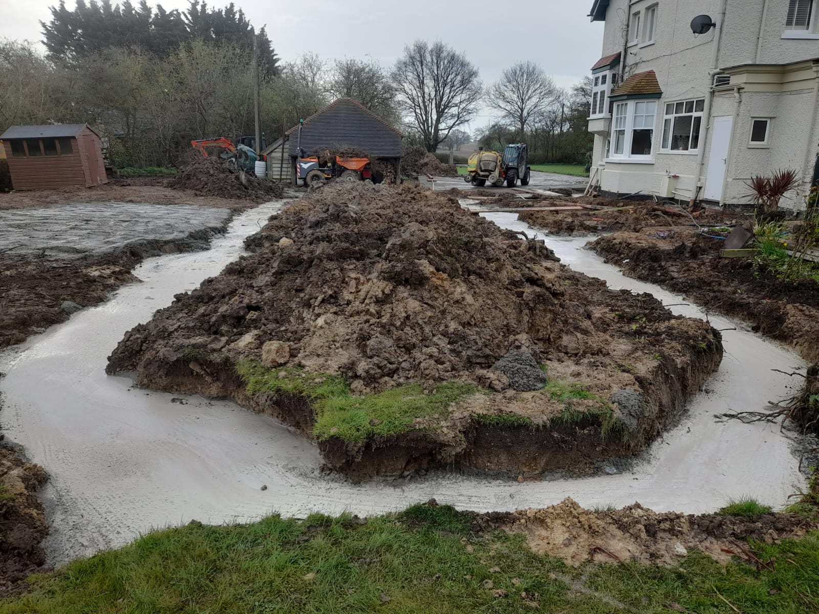 Concrete footings poured for a garden building project